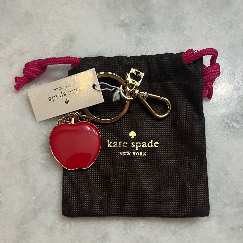 KATE SPADE Vintage Red Enamel Apple Keychain Bag Charm